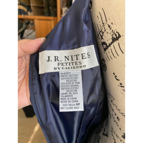 J. R. Nites Petites by Caliendo Blue Beaded Detail Evening Gown Maxi 4 Petite - Picture 11 of 12